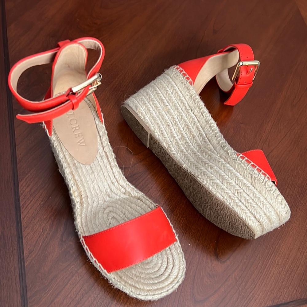 J Crew Platform Espadrille Sandal Deep Orange 5M
